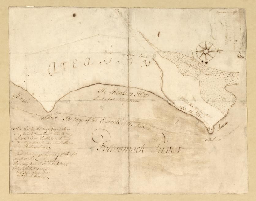 Washington's survey of the site of Belhaven (Alexandria) Virginia, 1748.