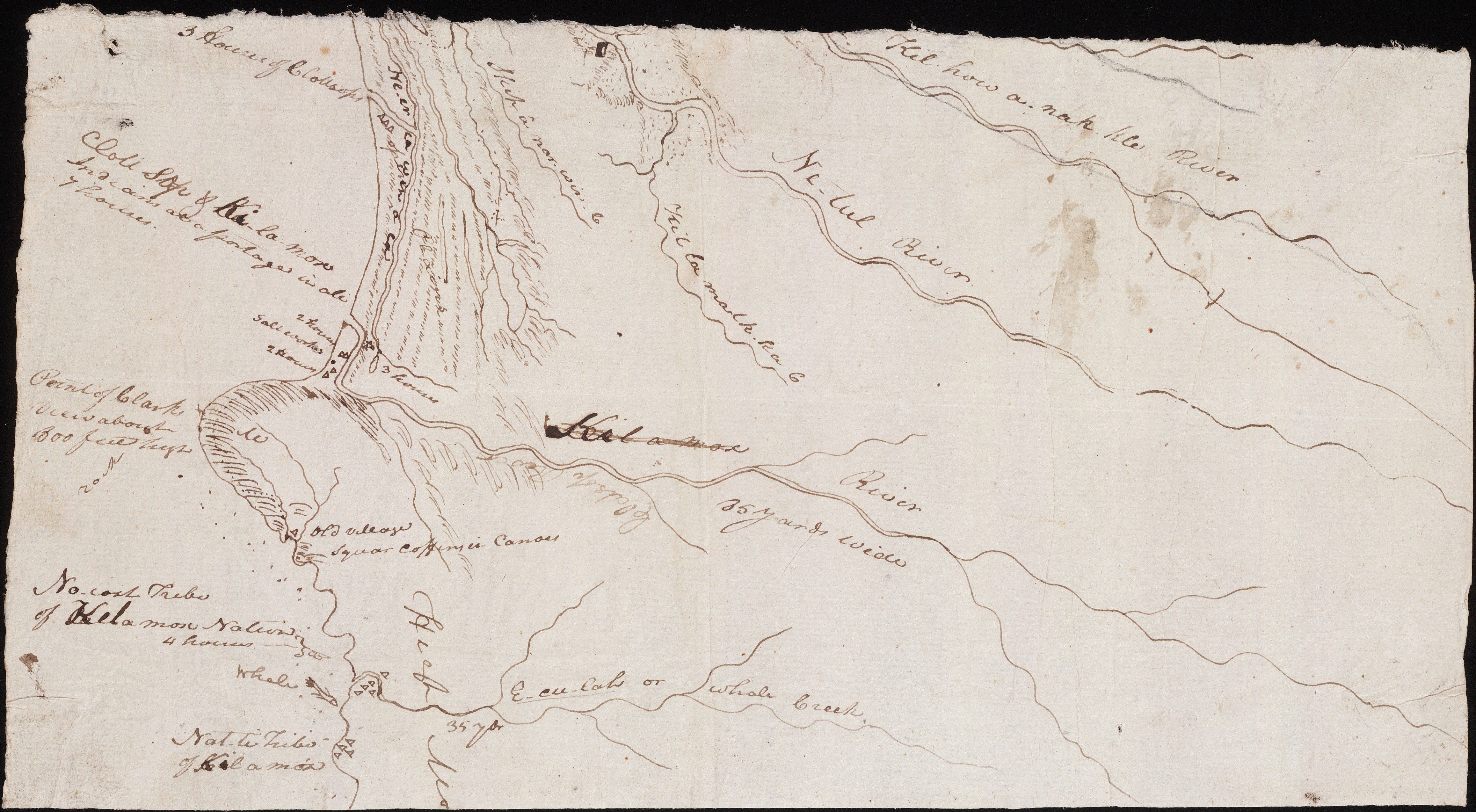 Lewis and Clark's map, Area of the mouth of the Columbia River, southern side, c.1805.