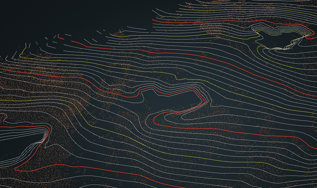 Detail of a topo map with contours