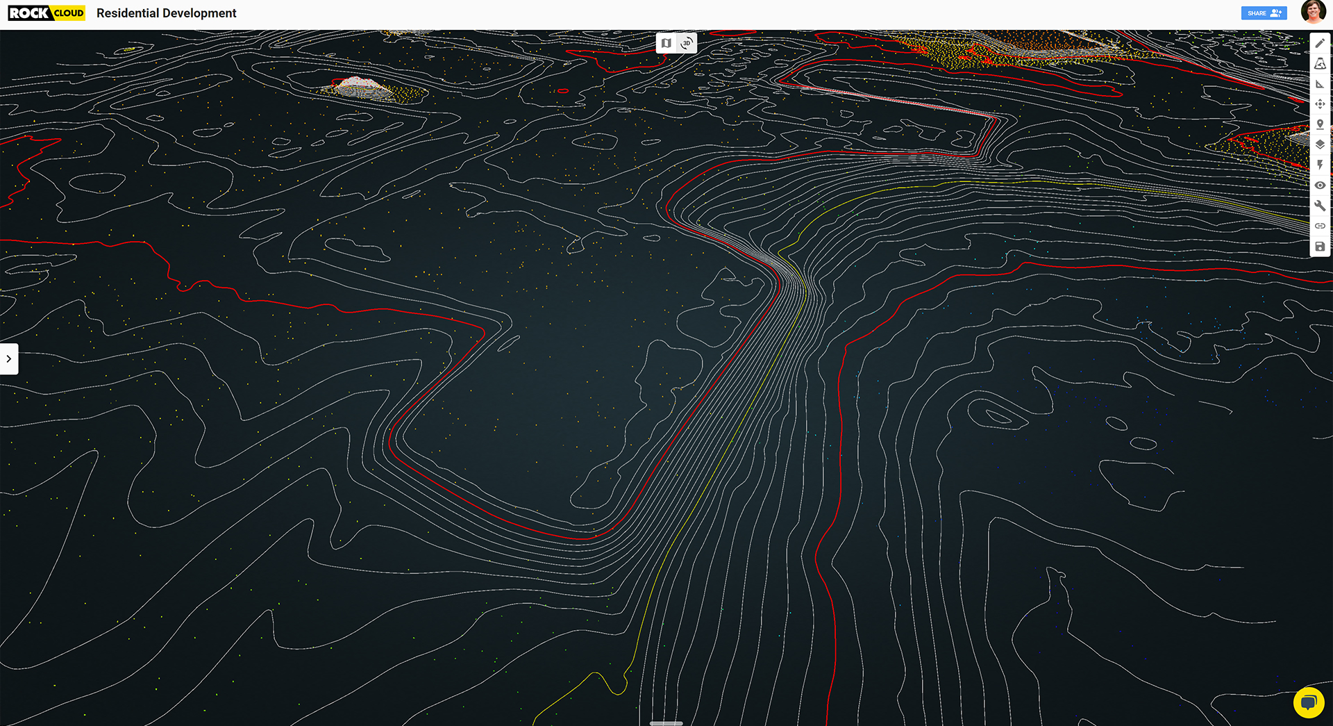 Cheatham captured LiDAR information on this site and delivered these contours to the client through ROCK Surveyor.