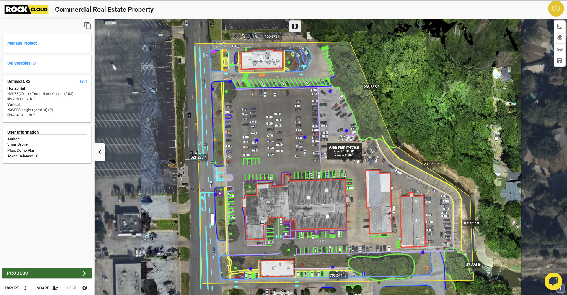 Planimetric map deliverable for SmartDrone's car dealership project