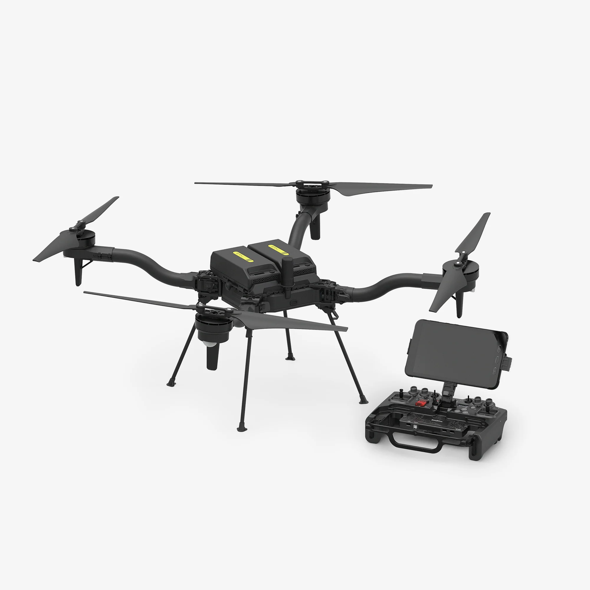 *The Freefly Astro Max is a compact industrial drone platform (shown here with its controller). Its folding design and all-black build give it a sleek, portable form factor.*