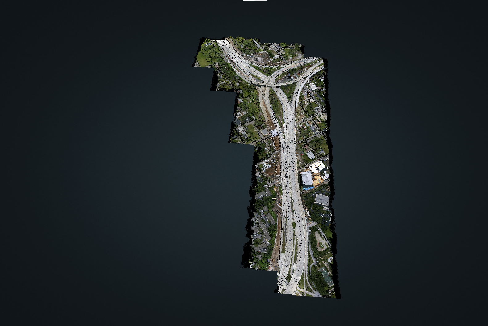 A dense LiDAR point cloud showing a detailed topographic survey