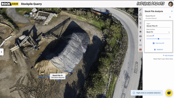 ROCK Cloud allows you to calculate stockpile projections at your construction site.