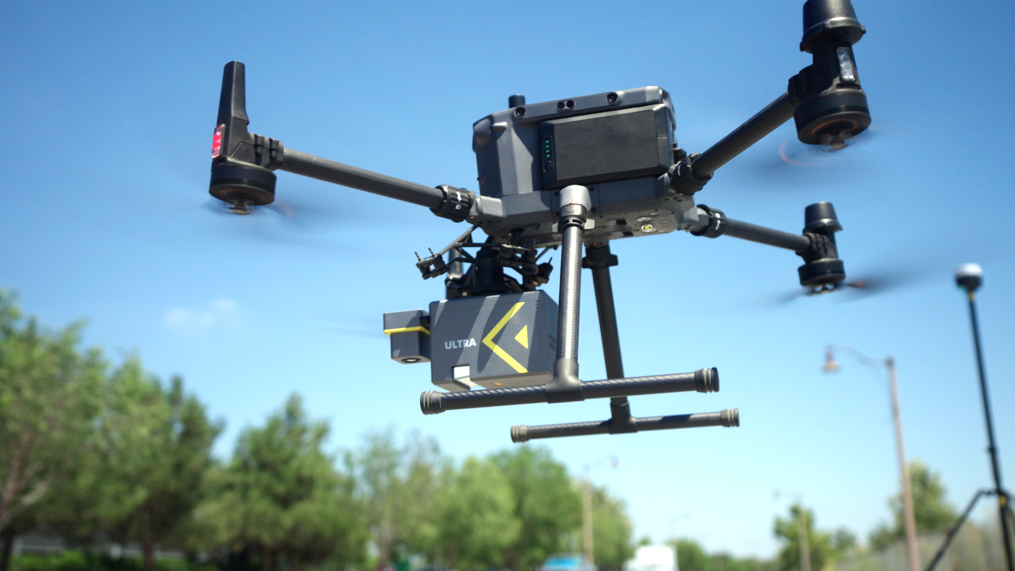 ROCK Ultra mounted on DJI M350 drone in flight