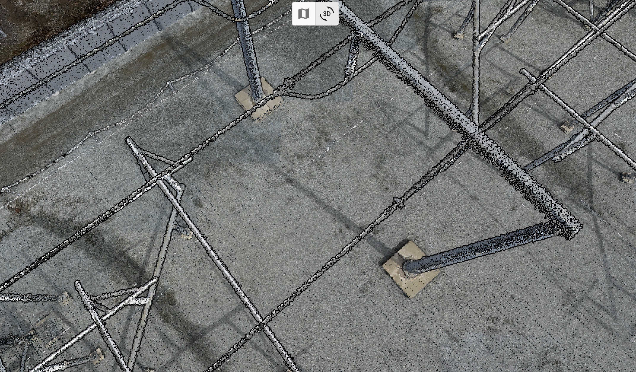 Power line infrastructure comparison between 3D and orthomosaic views - 3D Perspective View